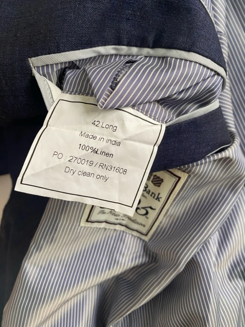 Jos. A. Bank 1905 Blue 100%‎ Linen Tailored Fit Summer Blazer 42L